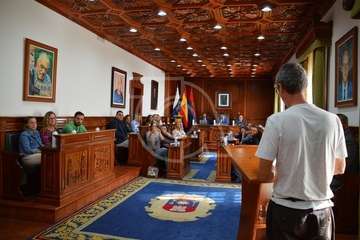 El dirigente vecinal de La Solana, Fernando Mederos, durante su intervención en el Pleno de este lunes (Foto TA)